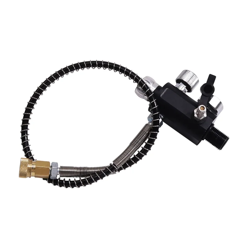 A02F-Valve Scuba Adapter With Gauge Tank Filling Station Refill For Air Tank Bottle Cylinder Diving Kit Qme