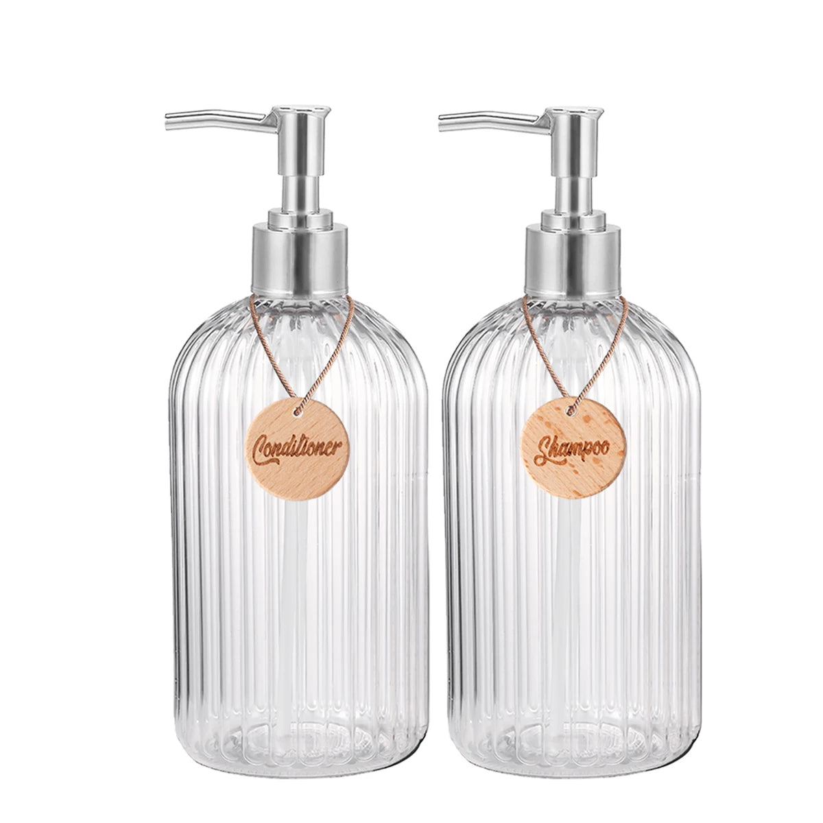 Modern Shampoo and Conditioner Dispenser Set of 3 Refillable Shower Soap Bottles for Bodywash Shampoo Conditioner Bathroom Decor Qme set of 2-B