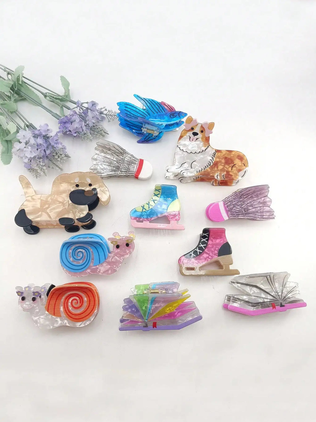 Women Dopamine Acrylic Book Hair Claw Clip Cute Cartoon Series Qme