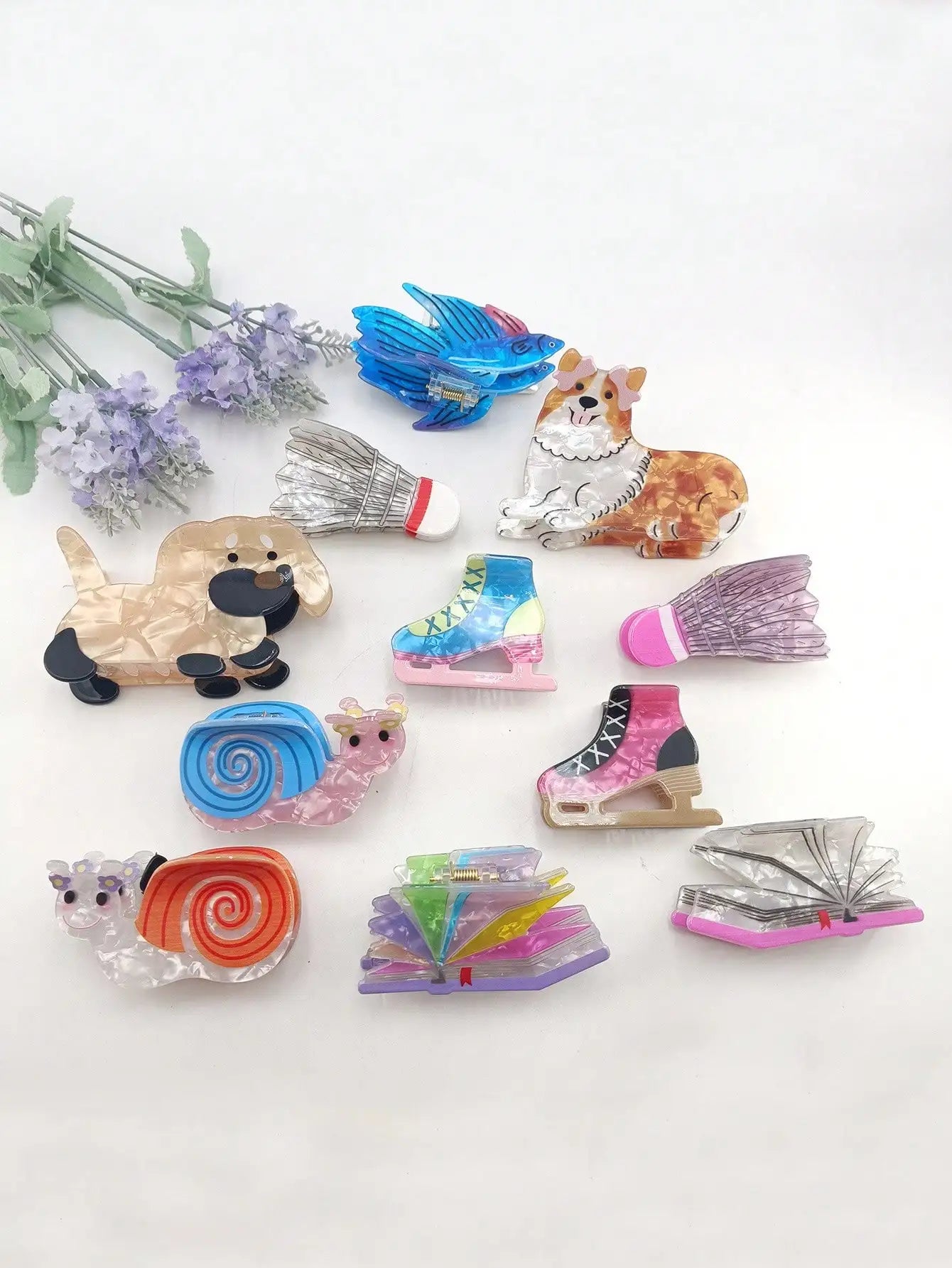 Women Dopamine Acrylic Book Hair Claw Clip Cute Cartoon Series Qme