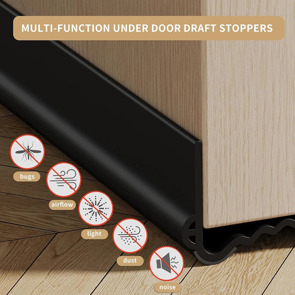 Triple Windproof Sealing Strip Door Bottom Gap Weather Strip with soundproof brush Washable and reusable Door draft stopper Qme