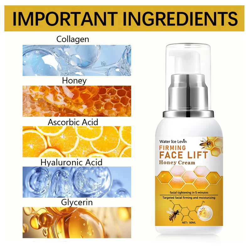 Honey Instant Face Lift & Firm Skin Cream Sustainable Face Lifting Reduces Fine Lines Gentle Moisturizing Care Cream Qme