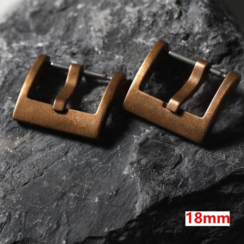 High-end Bronze Buckle 18MM 20MM Vintage Leather Rubber Strap Buckle, Pure Bronze, Vintage Style Strap Buckle Accessories Qme 18mm szie-2pcs