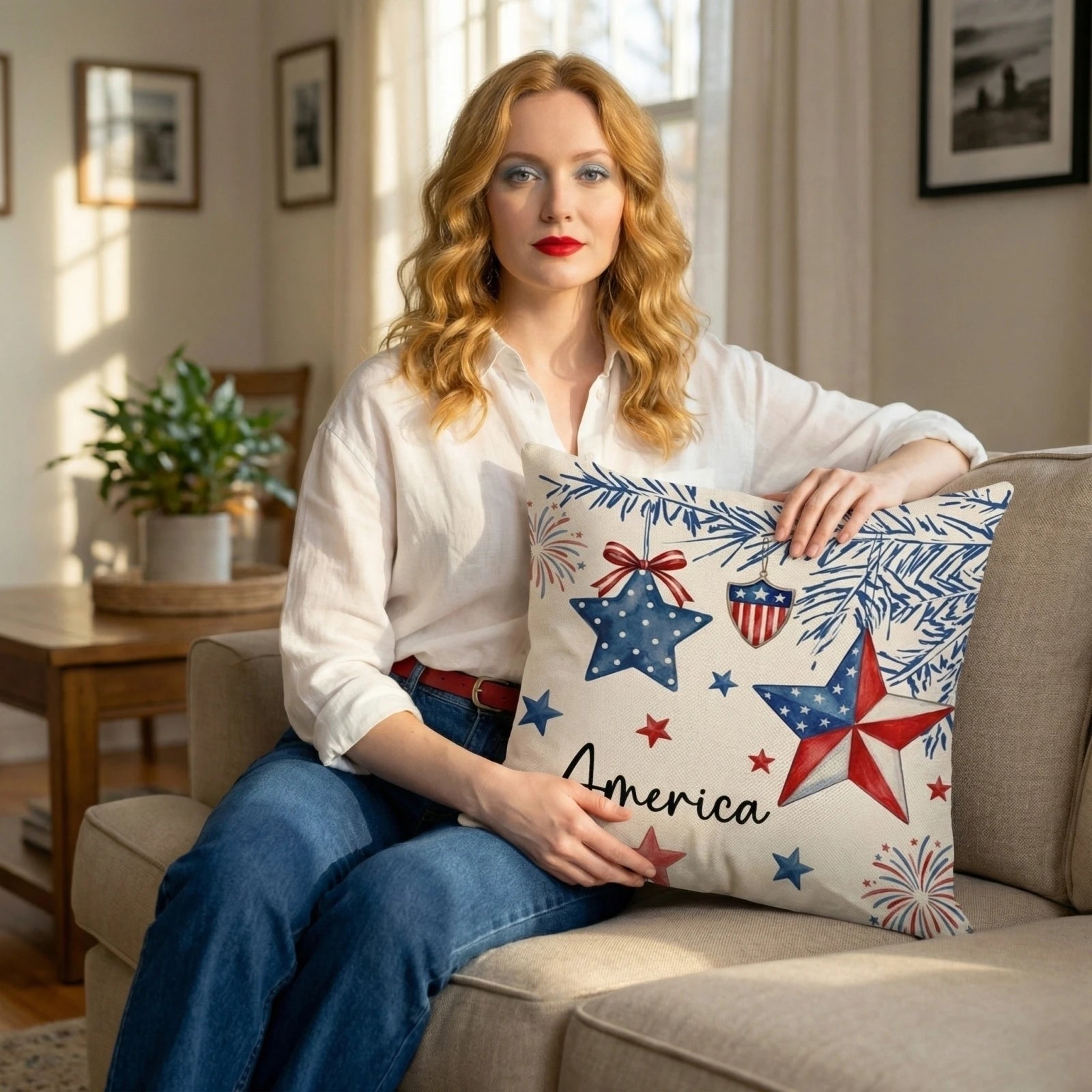 American 250th Anniversary Independence Day Theme Star Striped Pillow Case Sofa Cushion Holiday Party Decorative Cover Qme