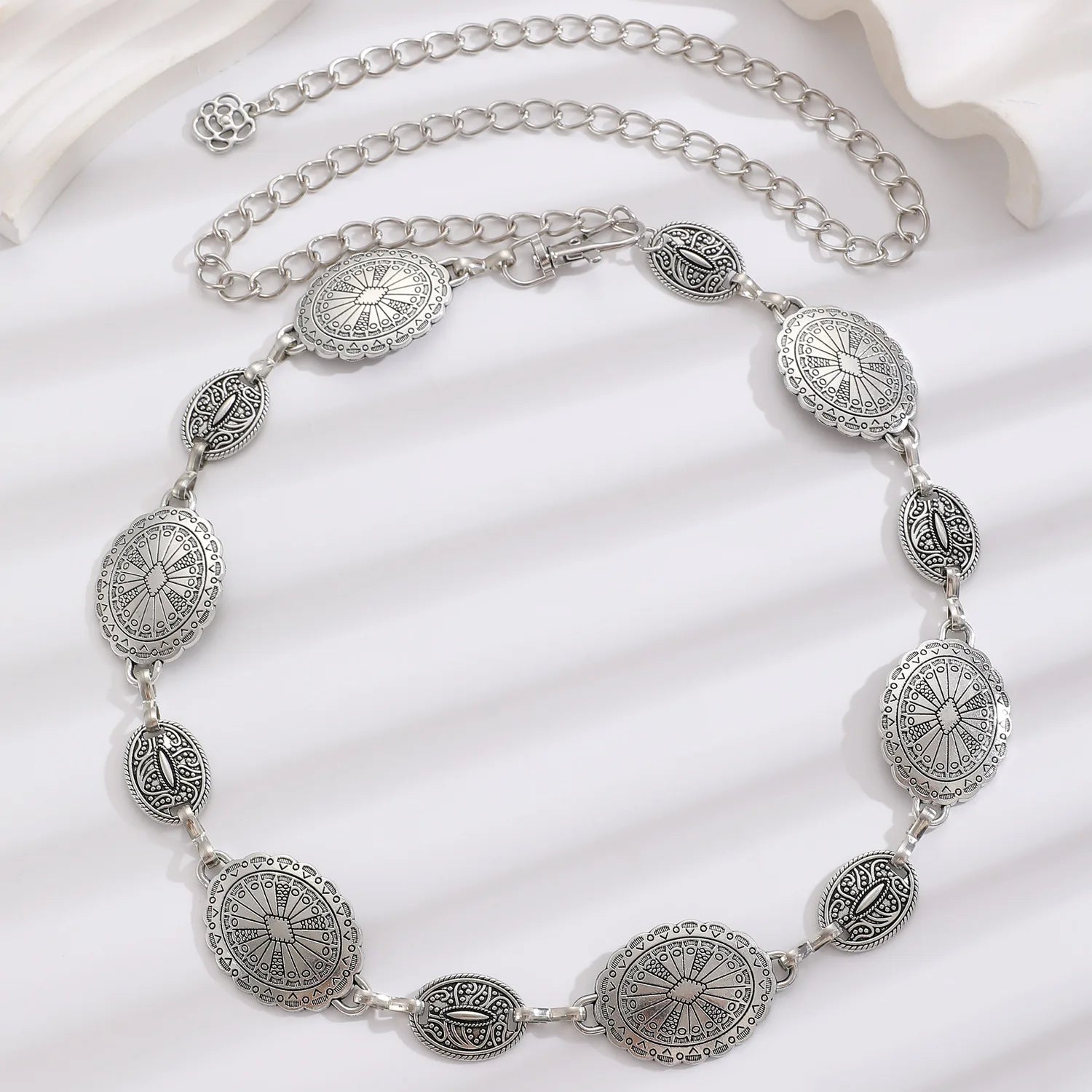 Women's Slim Decorative Waist Chain Silver Ethnic Style Tassel Chain Belt for Dresses Jeans Belt Trendy Qme P