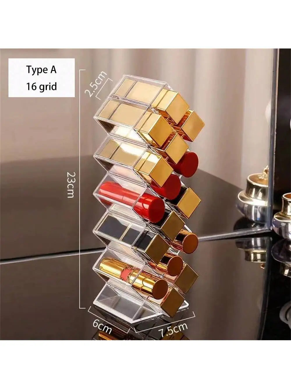 Fish Shaped Vertical Lipstick Storage Rack Box Cosmetics Display Lip Qme 16 grids