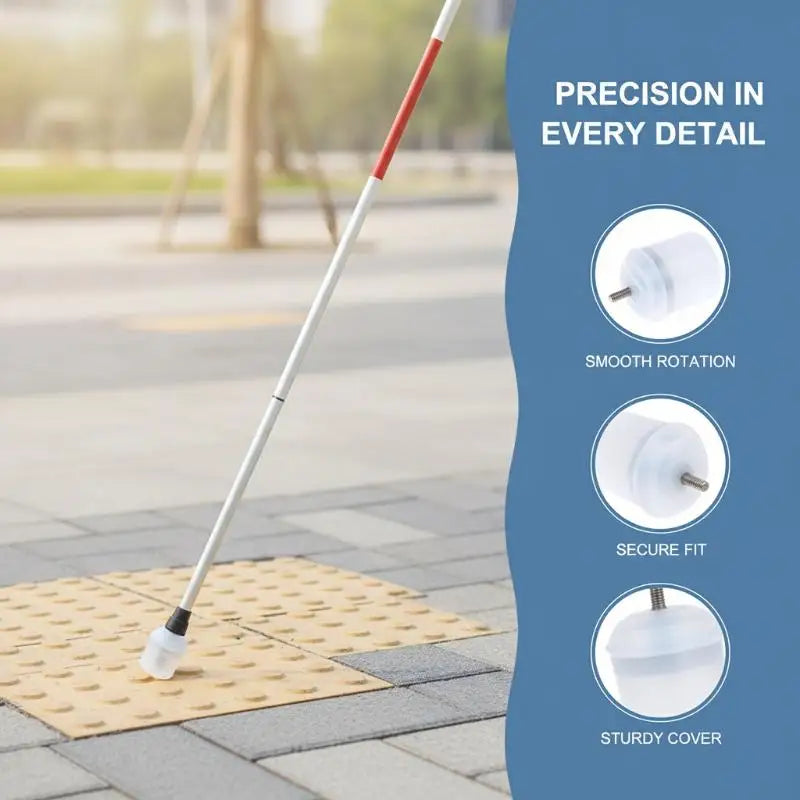 Shock Absorbent Adjustable Rolling Cane Tip Non-slip Blind Walking Qme