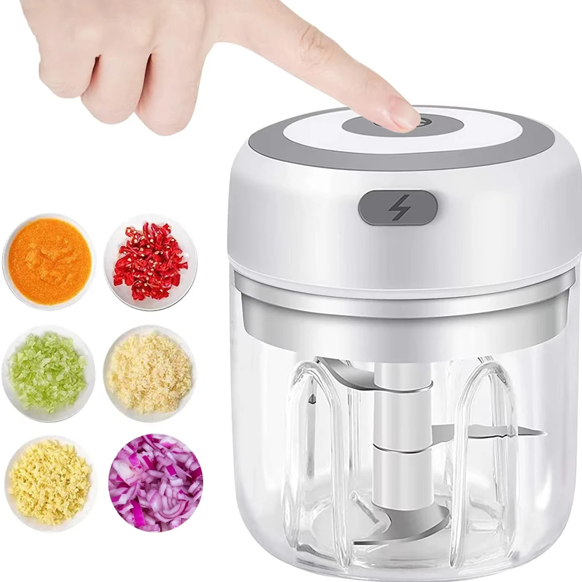 Electric Garlic Mincer 250ML Vegetable Chopper Food Chopper, USB Mini Garlic Mincer, Onion Chopper Portable Small Food Processor Qme