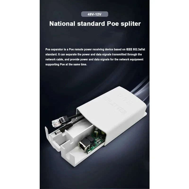 1PCS POE Splitter 48V to 12V 2A Outdoor IP Camera Wireless AP Power Supply Module with National Standard Qme