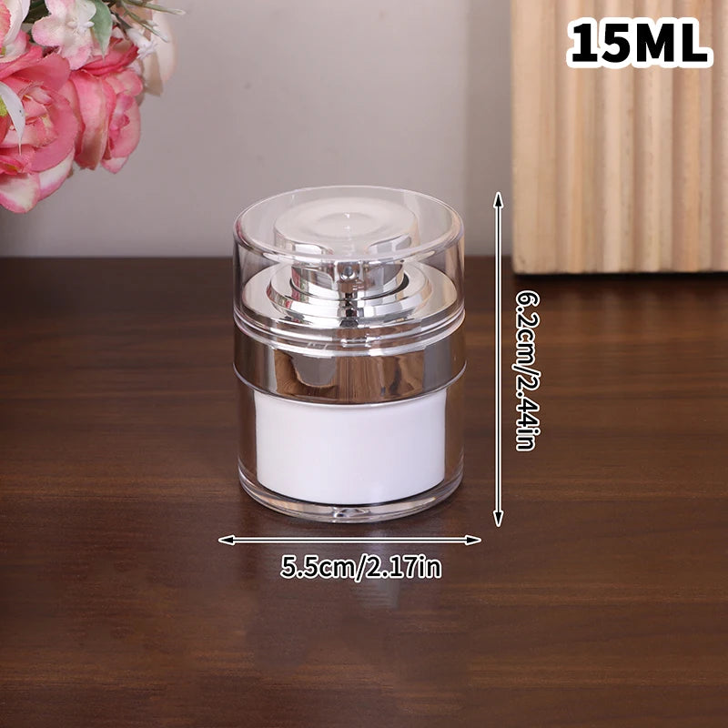 Refillable Vacuum Bottle Travel Cream Lotion Cosmetic Container Pump Qme 15ml Silver