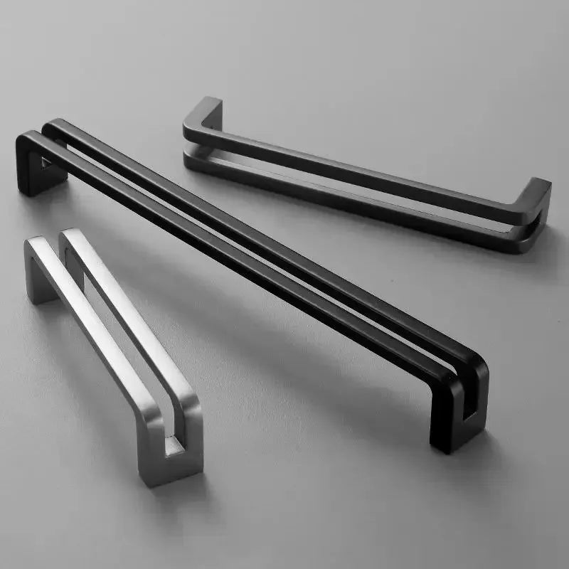 Nordic Furniture Handles Gray Black Brushed Kitchen Cabinet Pulls Handle For Cabinets And Drawers Knobs Kitchen Accesso Hardware Qme