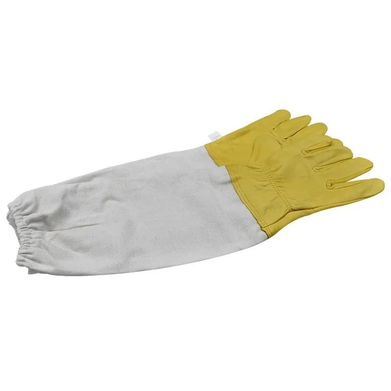 Beekeeper Protective Gloves Anti Bee Breathable Goatskin Yellow Qme