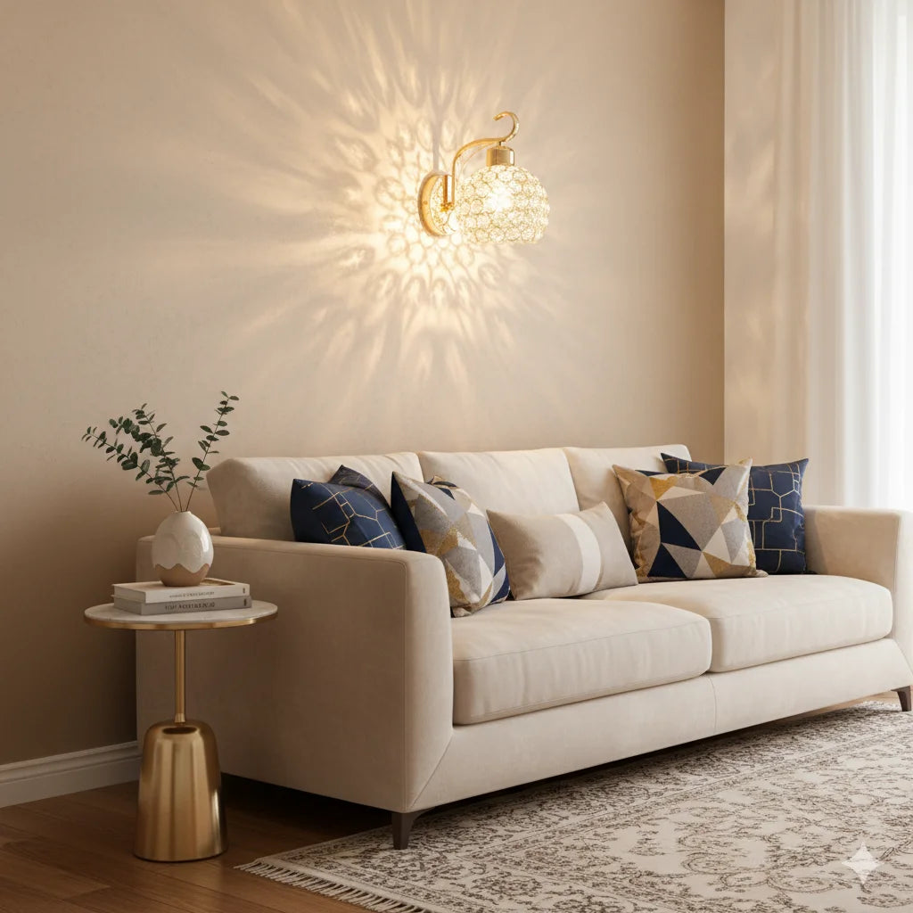 Crystal bedside lamp LED wall lamp Bedroom modern minimalist corridor wall lamp Corridor staircase Living room European style la Qme