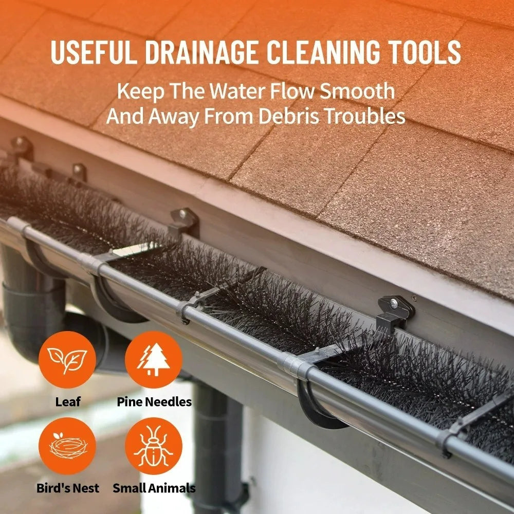 1m Roof Leaf Cleaning Gutter Brush Filter Prevent Obstruction of Roof Drainage Channels Filter Water Pipeline Cleaning Brush Qme