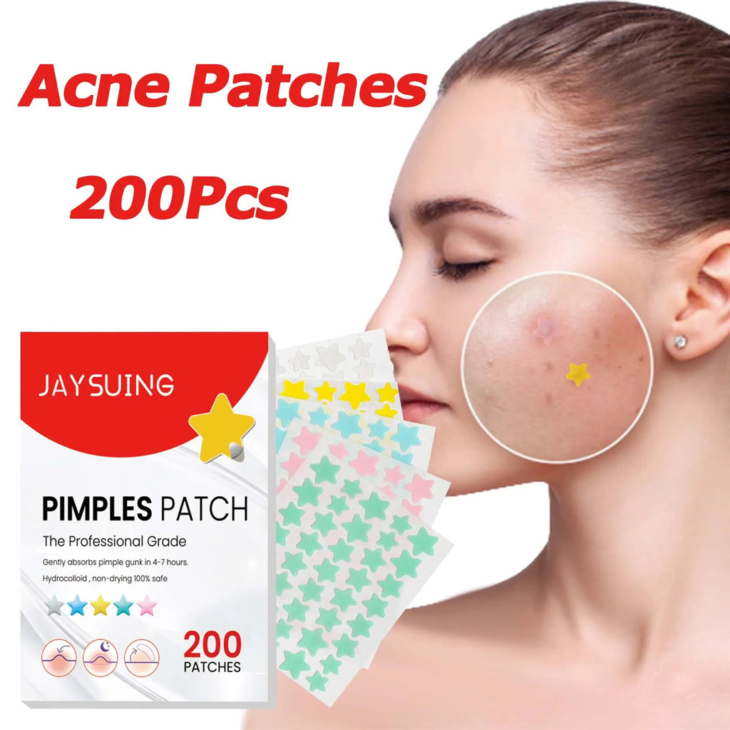 200Pcs Repair Acne Patch Fade Blemishes Pimple Marks Closed Acne Blemishes Hydrocolloid Star Shaped Cover Acne Pimple Patch Qme 200Pcs