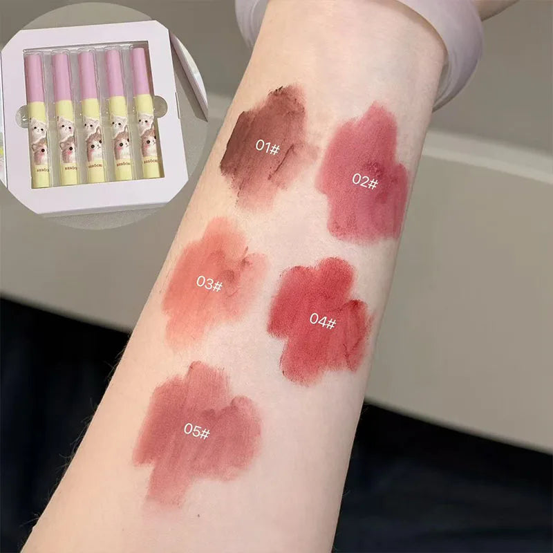 Lip Mud Kawaii Cat Velvet Nude Lipstick Matte Texture Silky Easy Qme