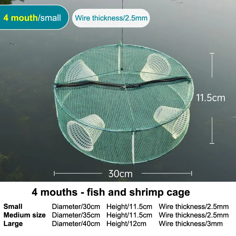 Fishing Net Mesh Folded Round 3 4 Holes Fish Shrimp Automatic Trap Qme
