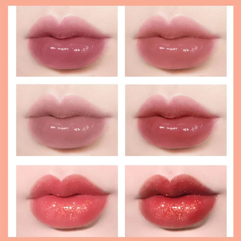 New Mirror Waterlight Lip Gloss Cute Set Waterproof Non-stick Cup Lip Glaze Tint Dyeing Liquid Moisturizing Lipsticks 10 Colors Qme