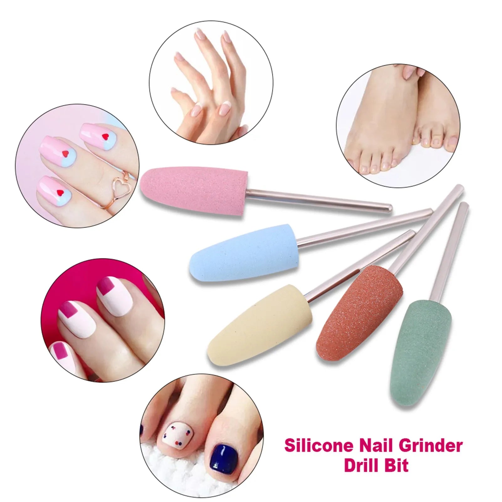Nail Art Silicone Polisher Nail Grinders Drill Bits Manicure Machine Tools Smoothing Drill Manicure Drill Bit Nail Polisher Qme