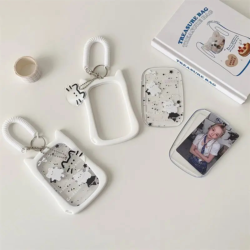 Cute Elastic Rope Idol Photo Storage Display Cat Photocard Holder Qme