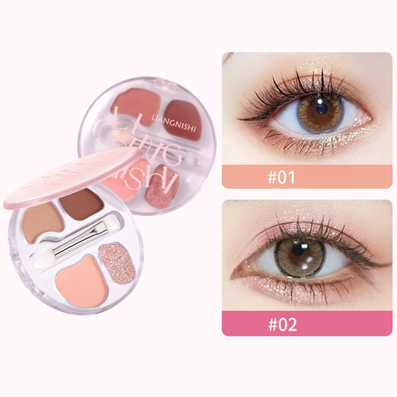 4-Color Eye Shadow Plate Waterproof Sweat Proof Various Colors Qme
