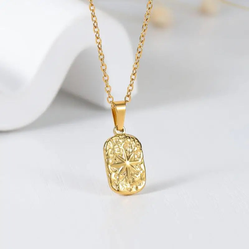Unique Eight-pointed Star Compass Pendant Necklace for Men High Quality Stainless Steel Jewelry Christmas Gift Qme
