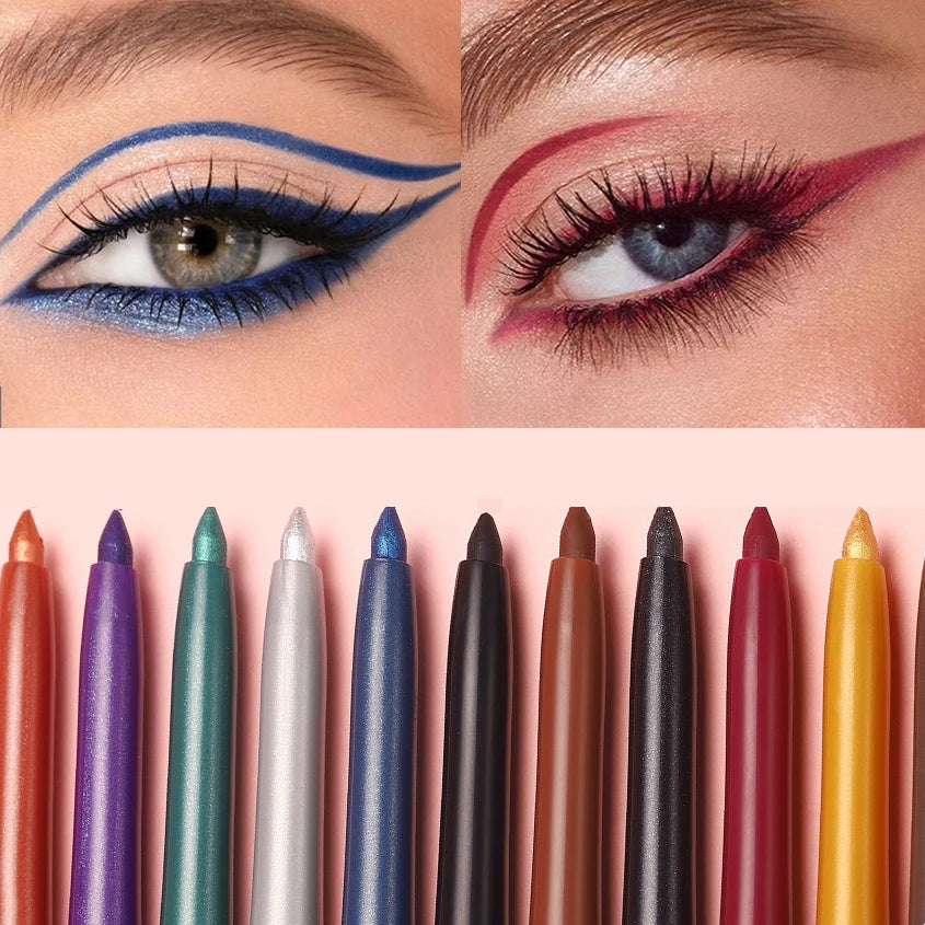 Matte Glitter Gel Eyeliner Pencil Smooth Waterproof Blue Brown Eyeliner Fast Dry Matte Concealer Pen Long Lasting Eyes Makeup Qme
