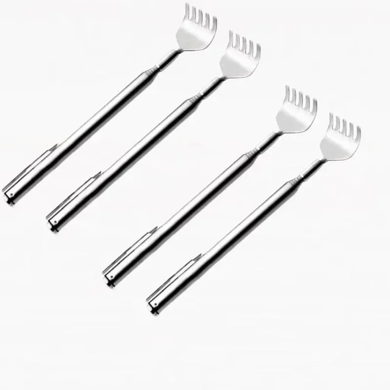 Silvery Portable Telescopic Back Scratcher Extendable Stainless Steel for Men & Women Gift for Mothers And Fathers Qme 4pc