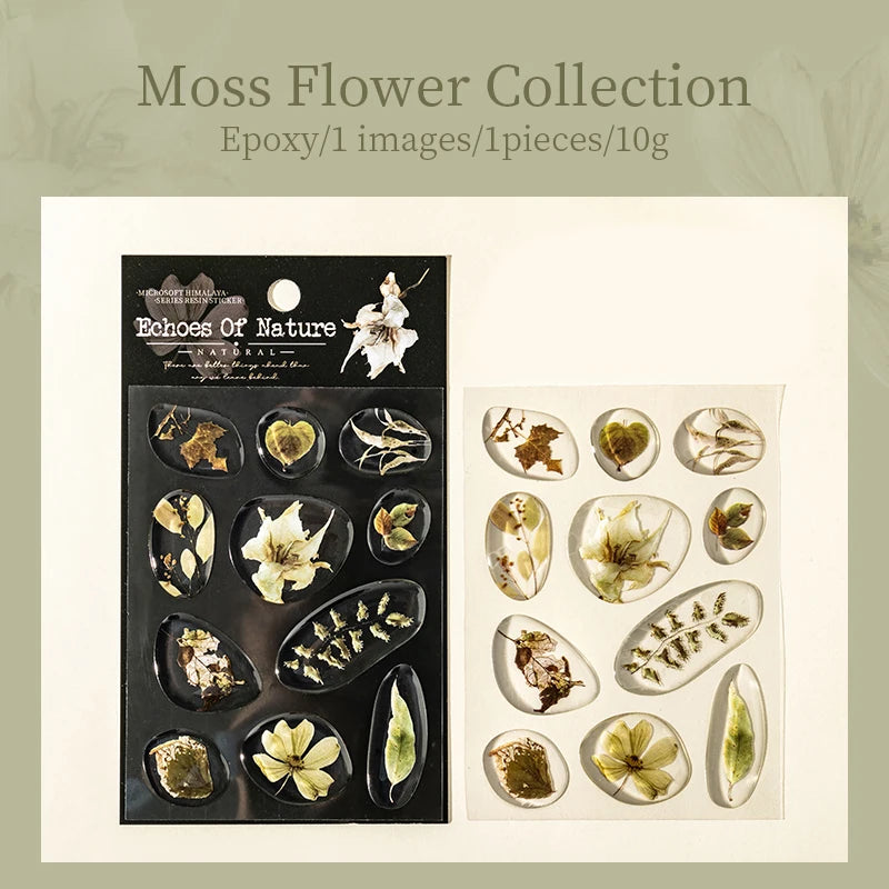 1 Sheet Pressed Dried Flower Theme 3D Clear Epoxy Decorative Stickers for DIY Craft, Scrapbook, Gift Wrapping, Birthday Present Qme 4