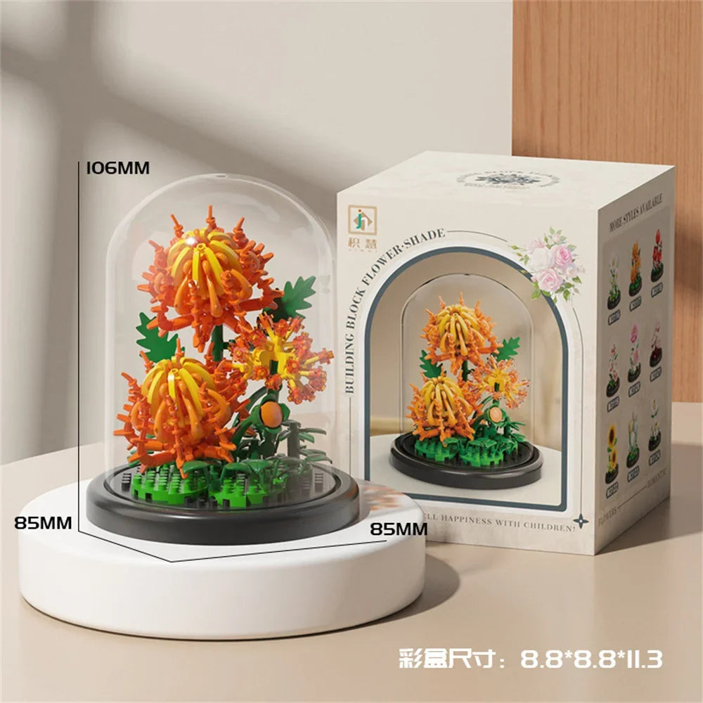 Eternal Flower Bouquet Bonsai Potted Plant Micro Building Blocks Model Home Decoration Puzzle Toys Kids Birthday Christmas Gifts Qme