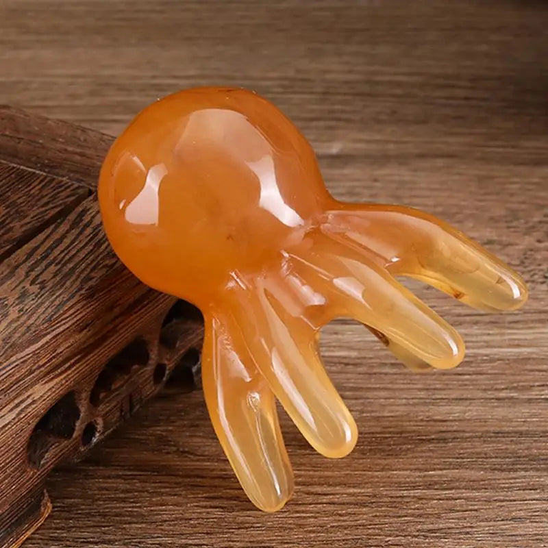 Spa Home Travel Use Ergonomic Octopus Head Resin Gua Sha Massager Qme Brown
