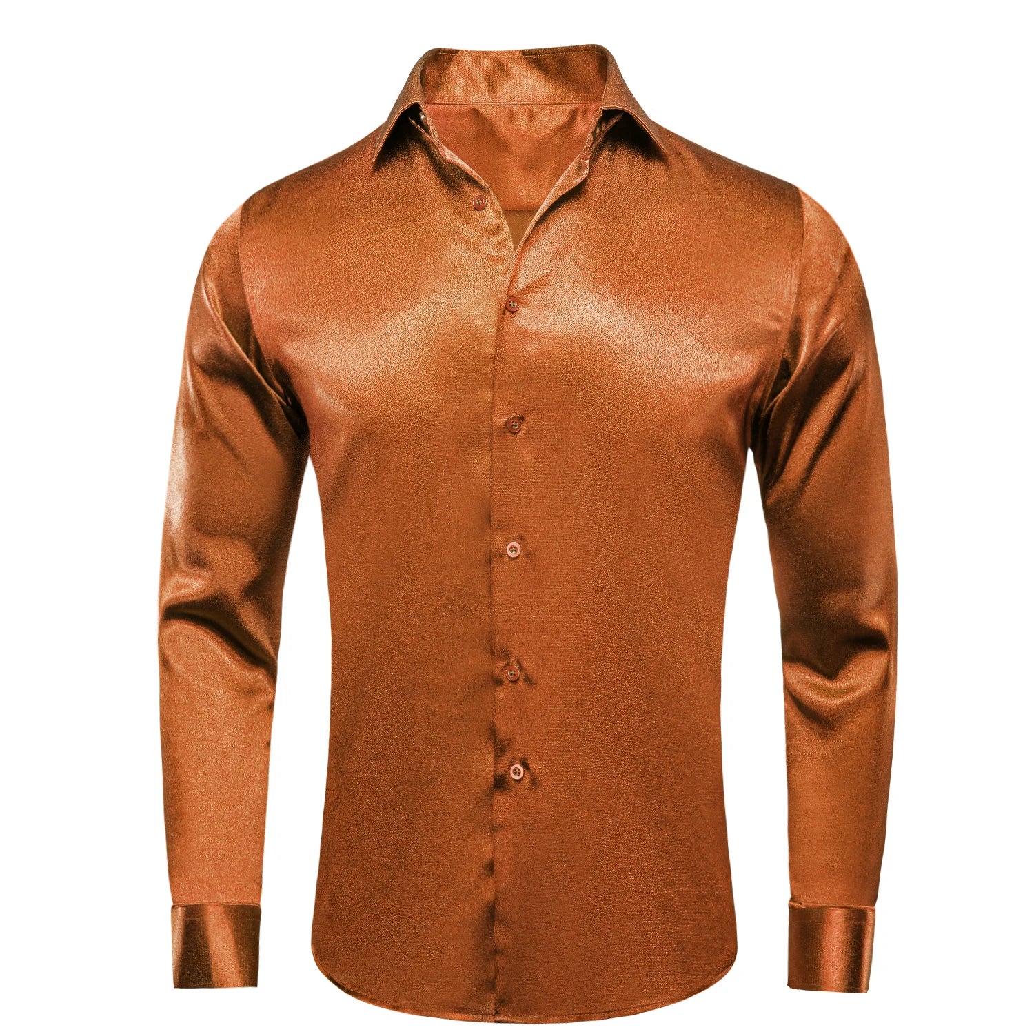Hi-tie Plain Satin Silk Mens Dress Shirts Long Sleeve Suit Shirt Qme CY-1507 XXL
