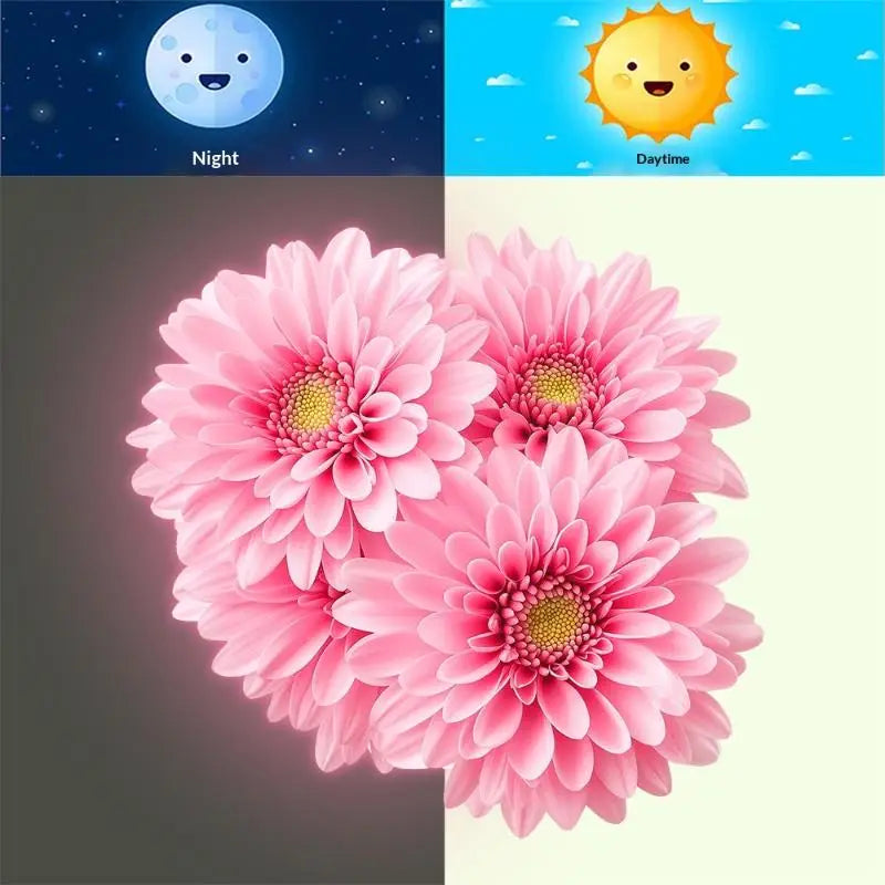 Bathroom Luminous Toilet Sticker Night Light Pink Chrysanthemum Toilet Seat Cover Sticker Self-Adhesive Beautify Home Decor Qme