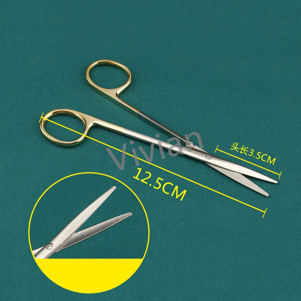 Gold Handle Blunt Scissors Nose Plastic Equipment Cosmetic Surgery Qme