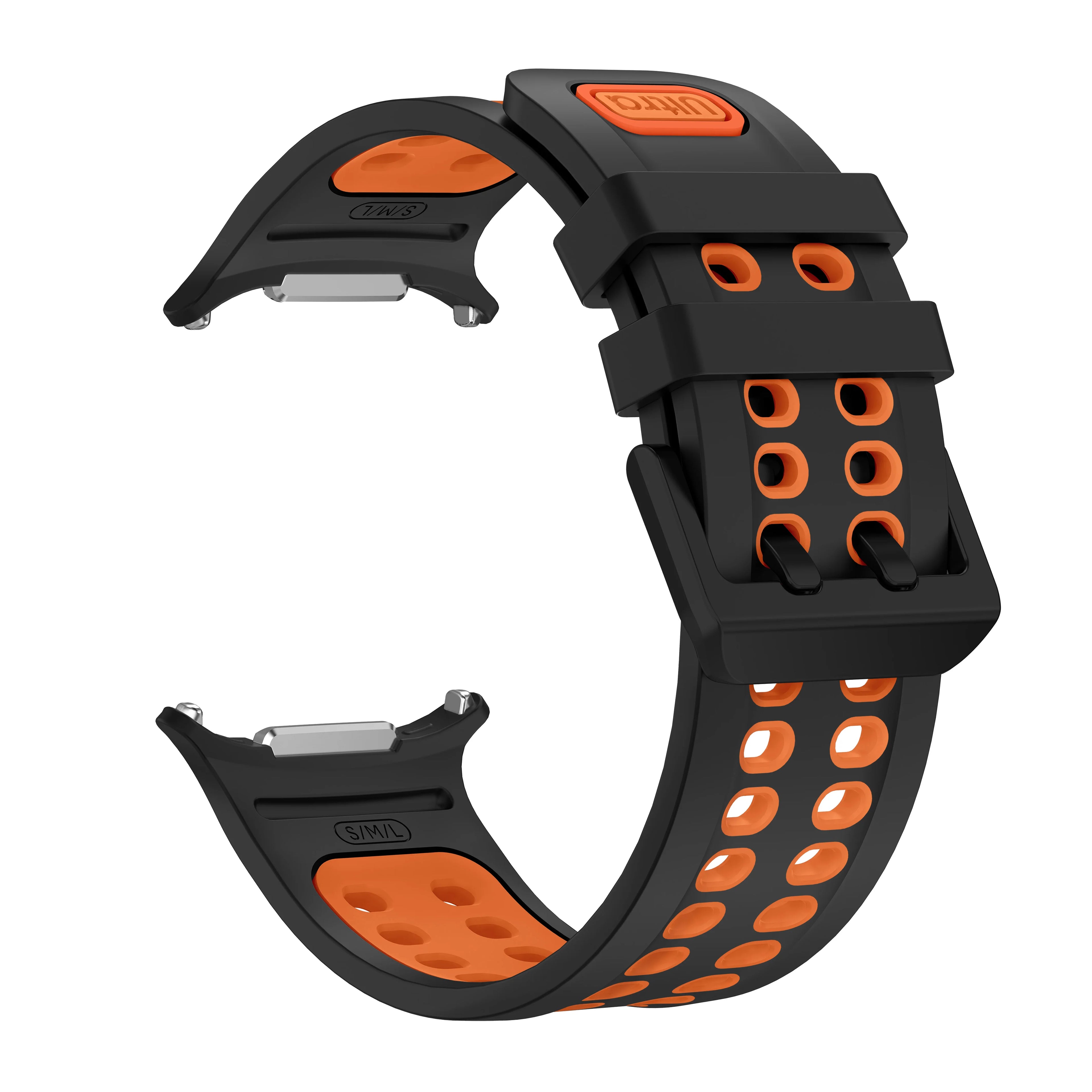 Silicone Band for Samsung Galaxy Ultra/Ultra 2 47mm Sport Breathable WristStrap for Galaxy Watch Ultra2026 Watchband Accessories Qme Black Orange-B Galaxy watch Ultra