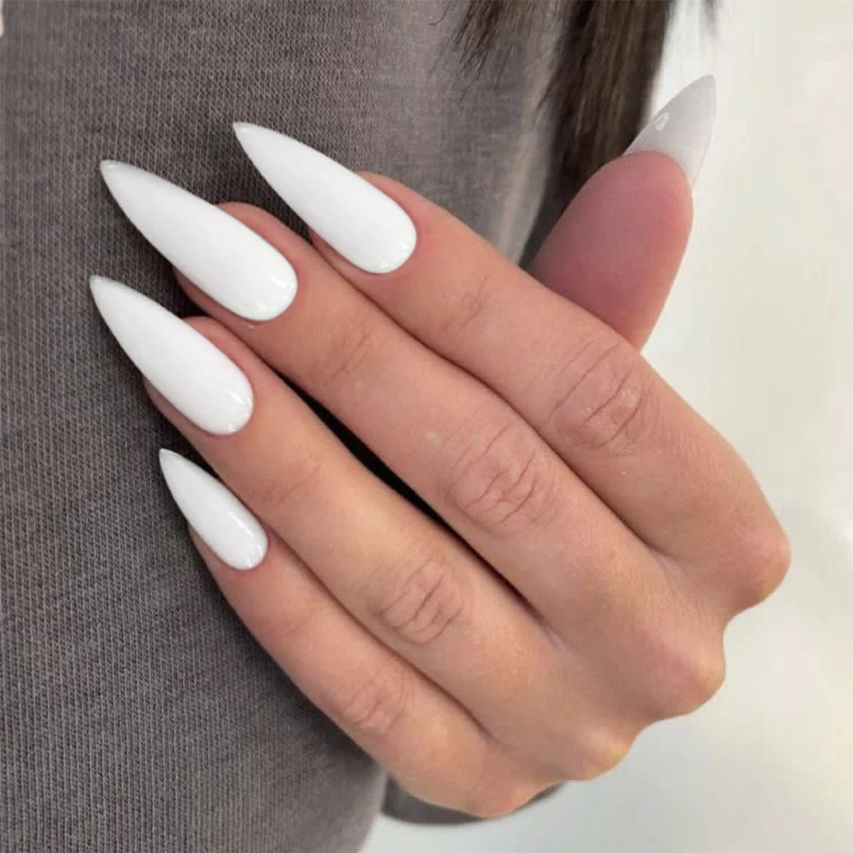 French False Nails Leopard Almond Fake Nail Tips Rhinestones Design Qme XH-87-09