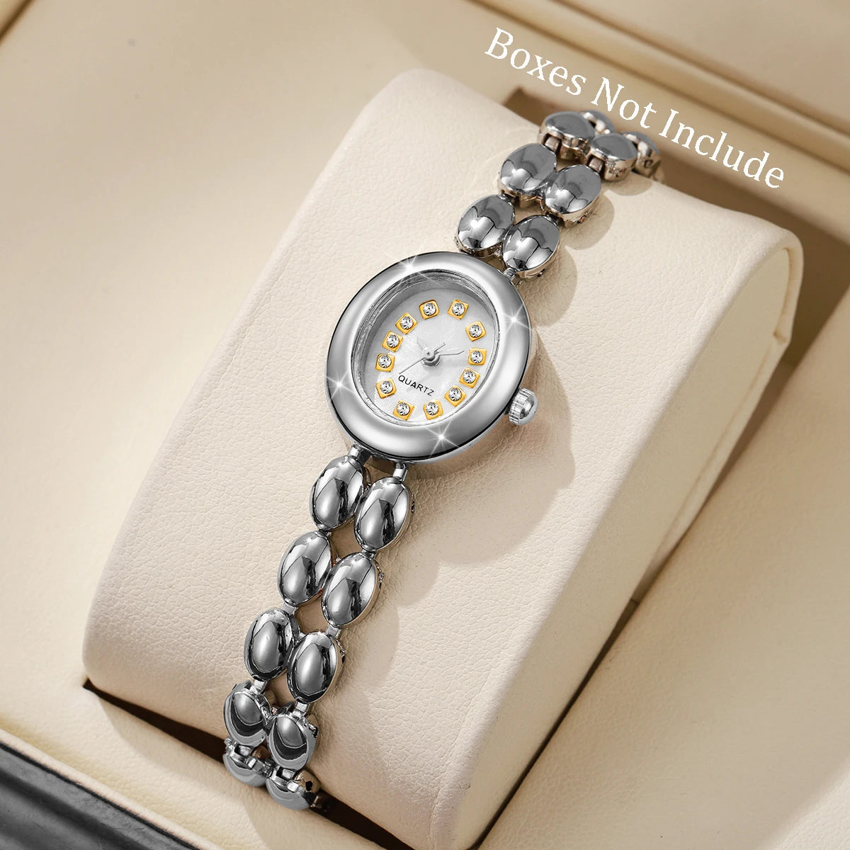 Moda strass feminino relógio de quartzo elegante pulseira relógio de pulso para senhoras reloj mujer (sem caixa) Qme Silver