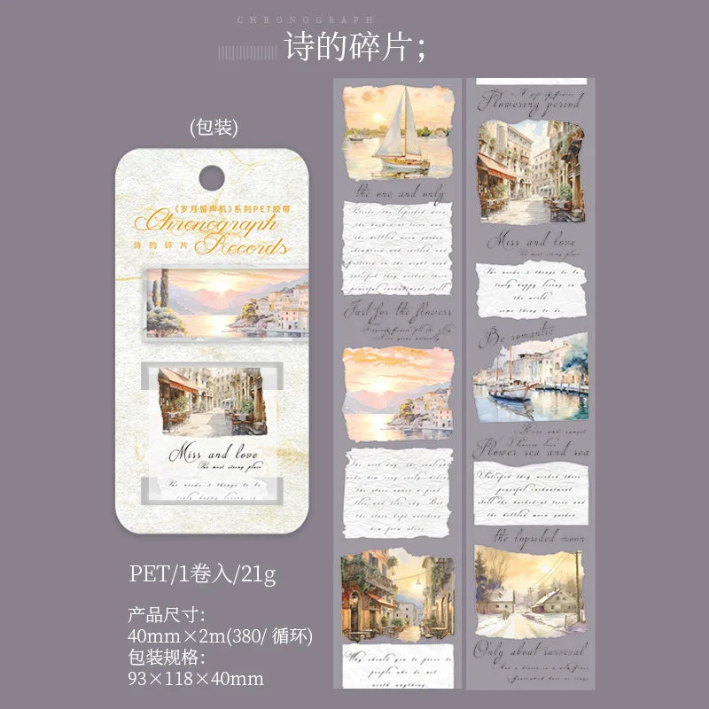40mm*2m INS Landscape Aesthetic Stationery PET Tapes Stickers for Scrapbooking Supplies Journals Planner Decorative Masking Tape Qme F