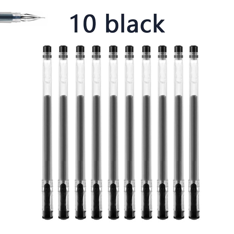 3/10pcs/mix Diamond tip Gel Pen,0.38mm Large-capacity Black/Blue/Red ink Exam Signing Writing School Office Supplie Stationery Qme 10 Pcs black
