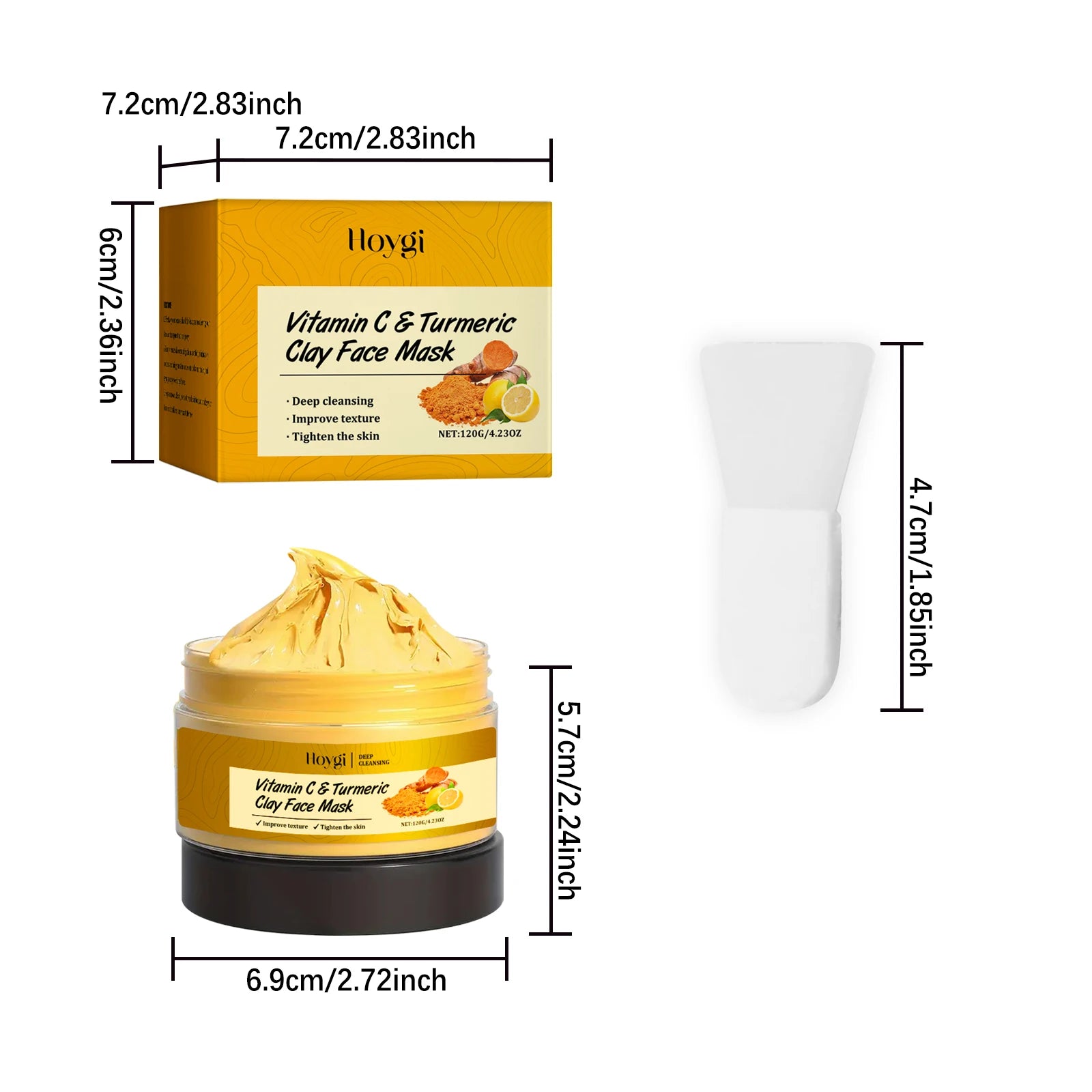 Vitamin C Turmeric Clay Mask Deep Cleansing Hydrating Pore Purifying Fade Dark Spots Acne Even Skin Tone Tightens Skin Care Qme