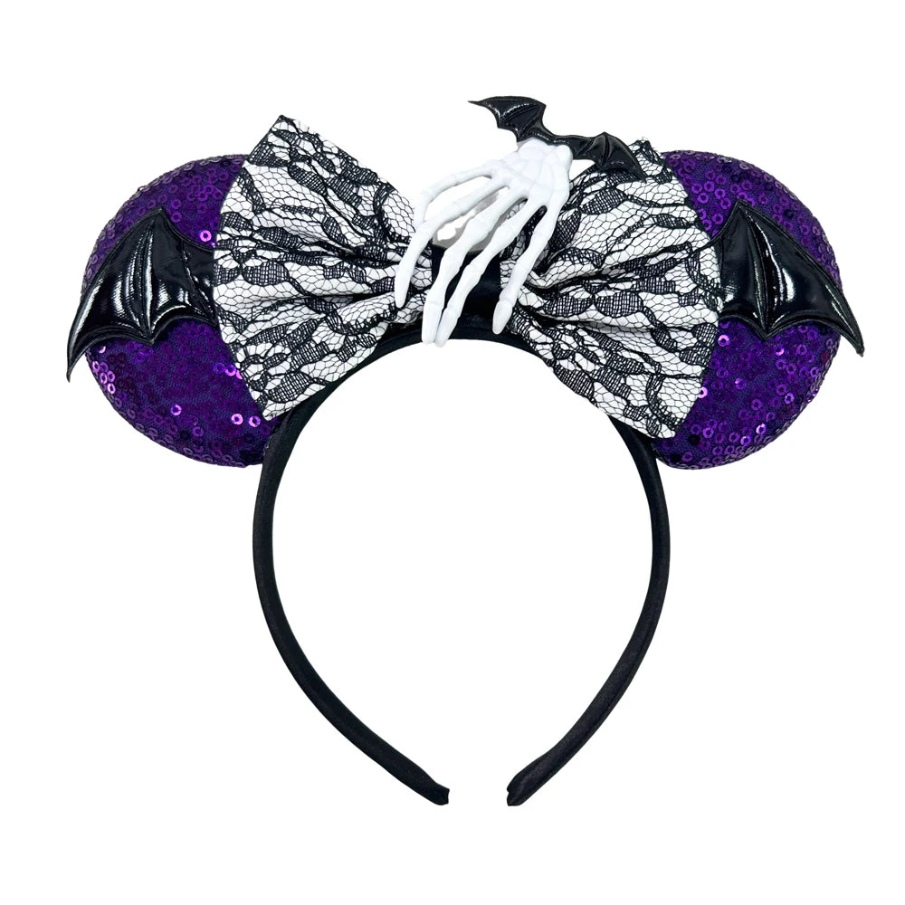 New skull Mickey Halloween Ghost Bat Skeleton Headband for Girls Women Cosplay Hairbands Mouse Ears Headbands Hair Accessorie Qme Headband 4