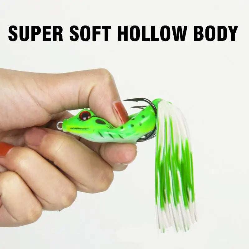 Frog Bait Plastic Fishing Lure Hooks Topwater Ray Artificial 3D Eyes Qme