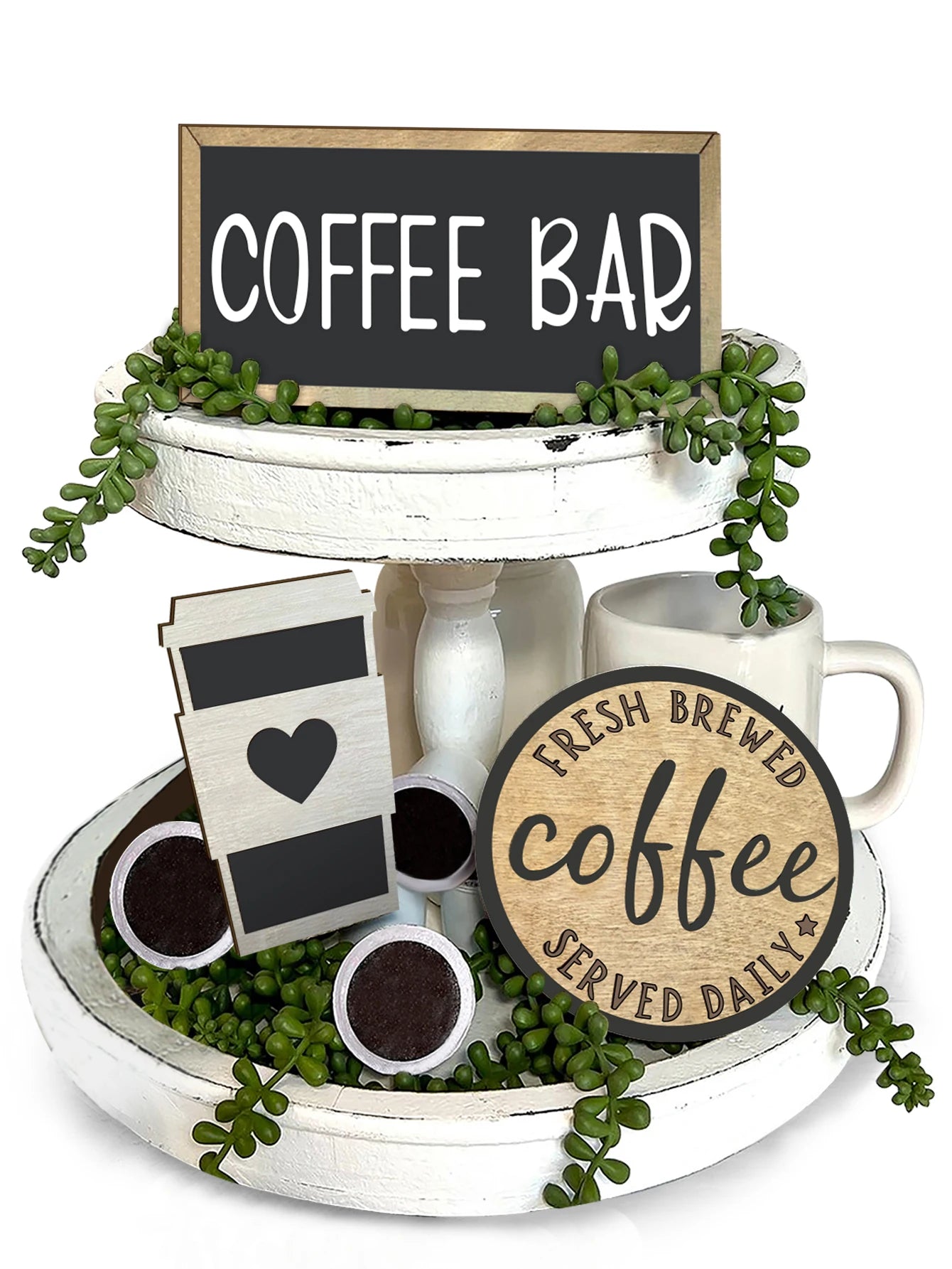 1pc Elegant Wooden Coffee Tray - Stylish Layered Construction for Aesthetic Accentuation in Homes Bars & Coffee Shops Qme