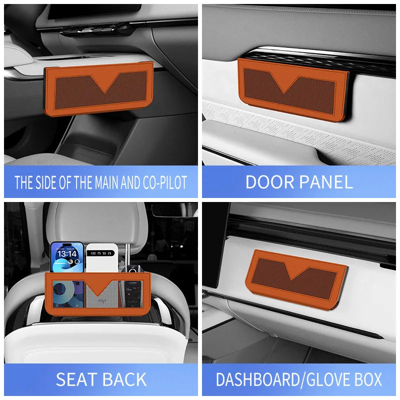 Car Storage Bag Mobile Phone Paste-type Multi-functional Mesh Pocket Qme