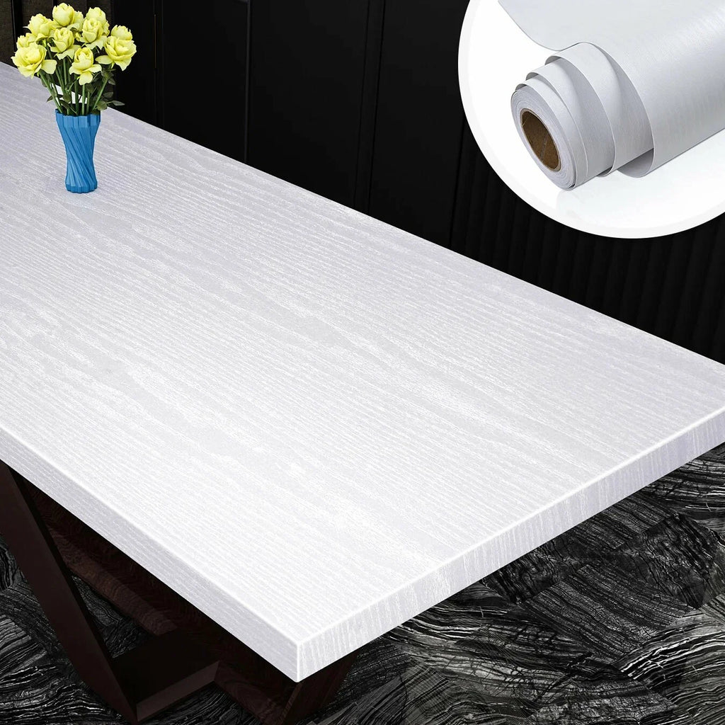 55cm Black White Wood Grain Waterproof PVC Self-Adhesive Wallpaper Suitable For Wardrobe Kitchen Furniture And Wall Decoration. Qme