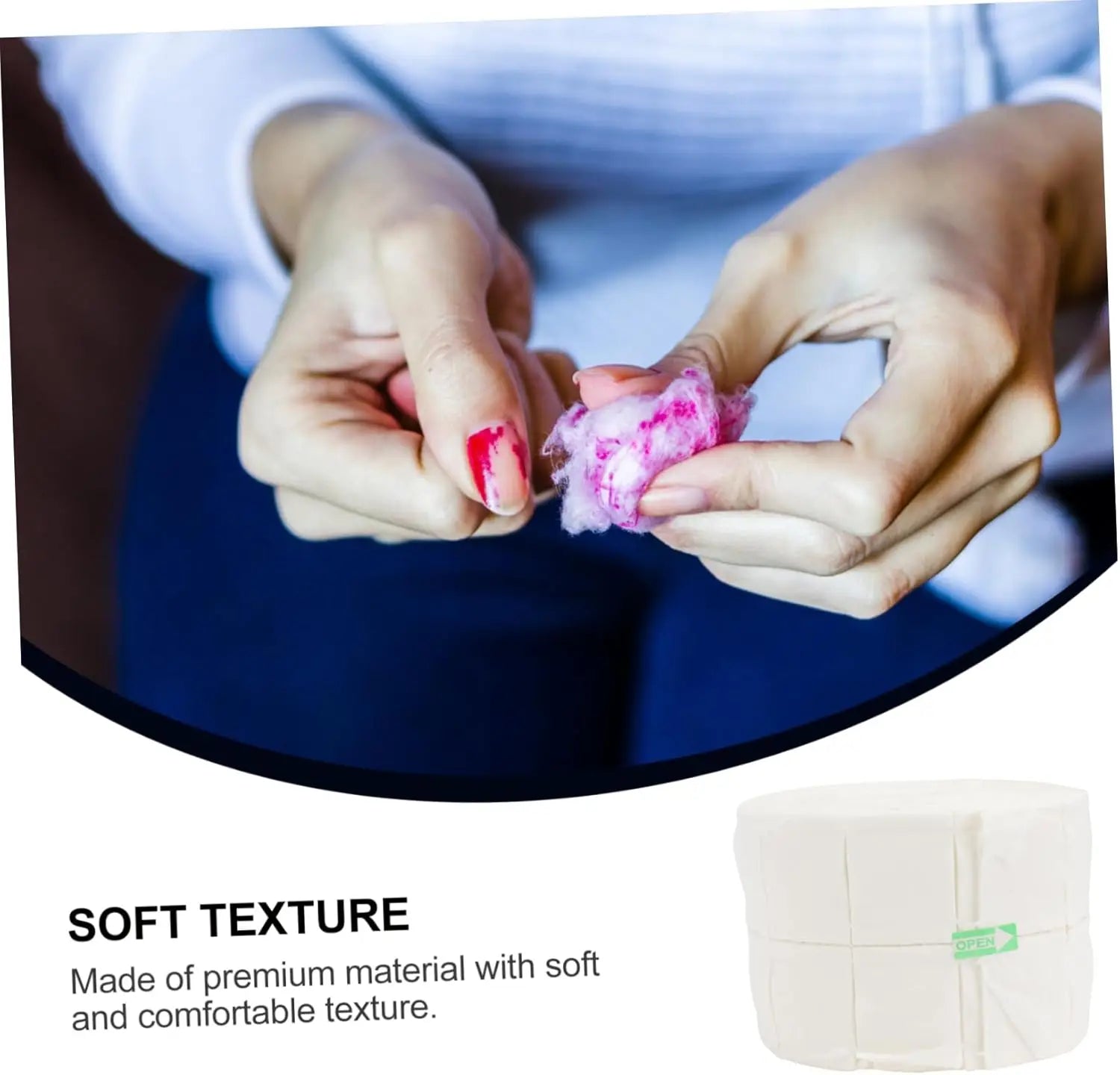 300Pcs/Roll Nail Polish Remover Cotton Pads White Torn Off Lint Free Nail Wipes for Gel Glue Makeup Manicure Cleaning Tool Paper Qme