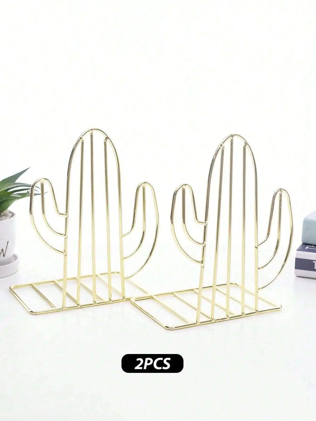 Nordic Iron Cactus Shaped Bookends Creative Cute Book Organizers Qme