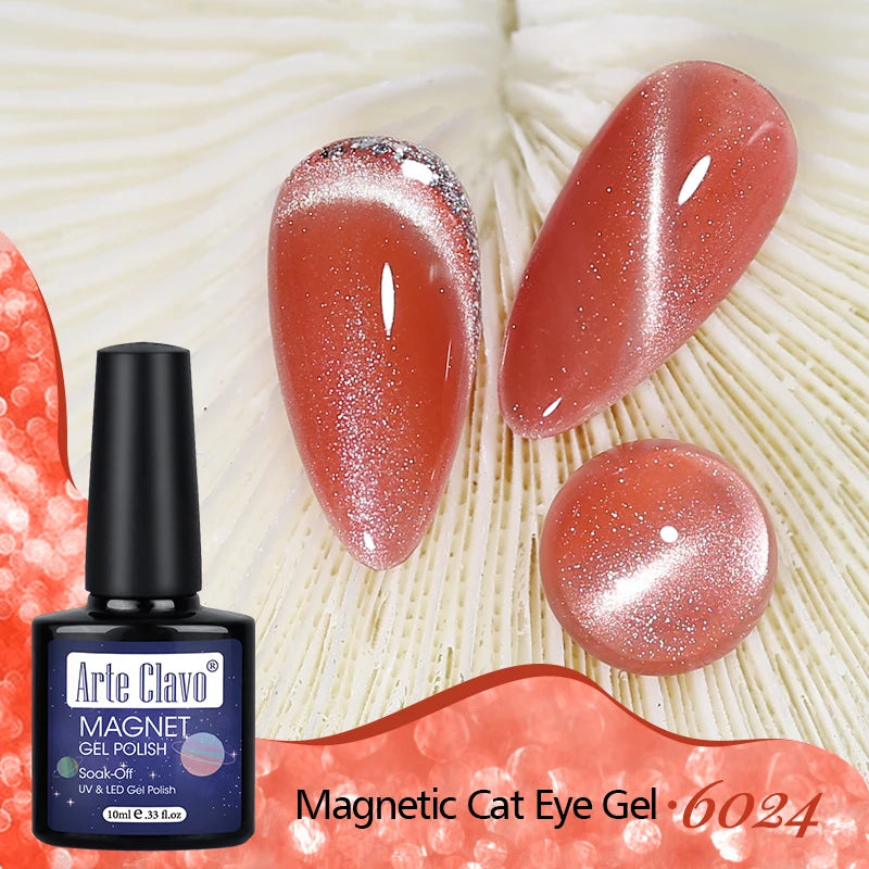 Arte Clavo Cat Eye Magnetic Gel Polish Green Red Semi Permanent Soak Qme 6024