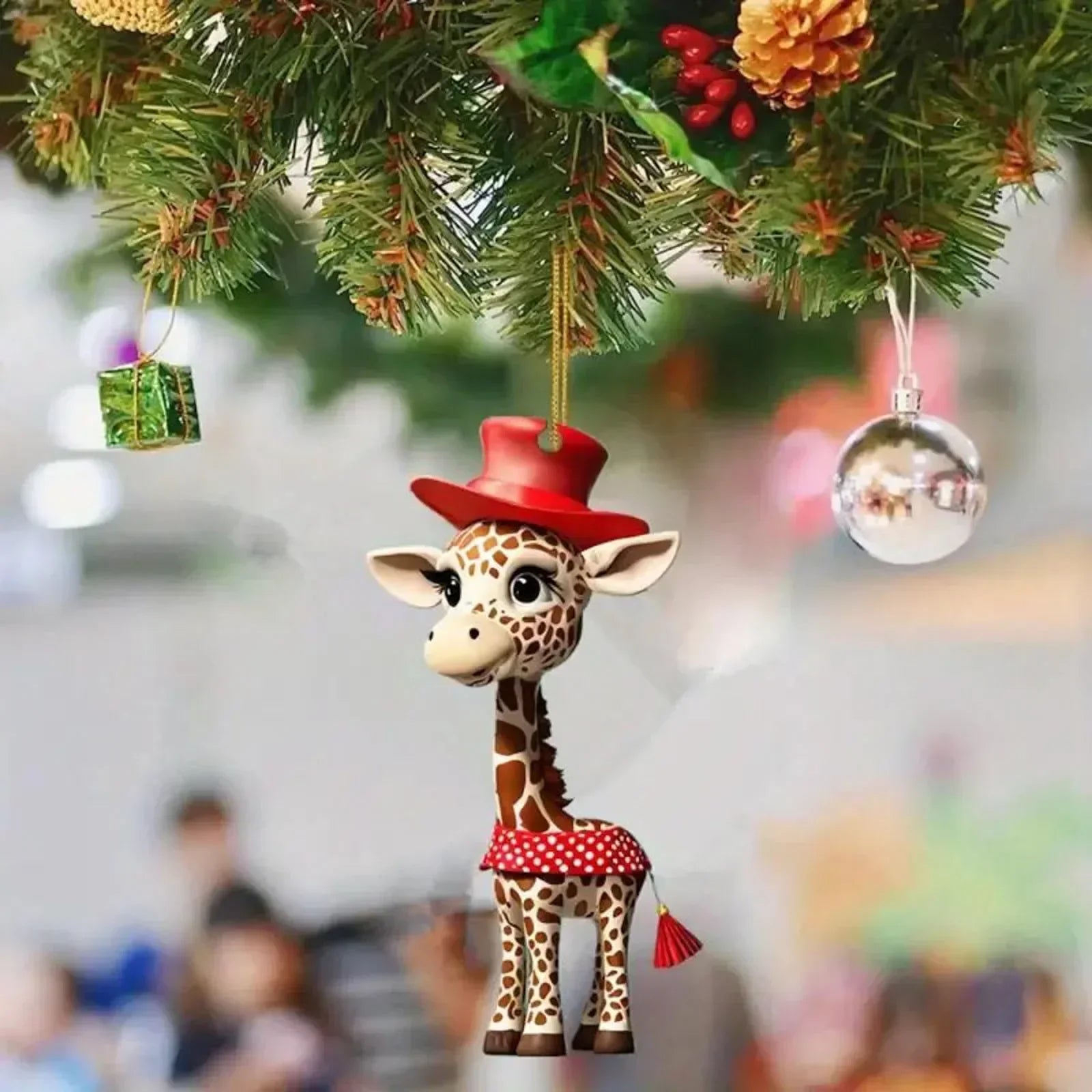Christmas Pendant Home Decoration Christmas Hanging Cartoon Giraffe Pattern Christmas Tree Hanger Car Hanging Festive Supply Qme B 3pcs