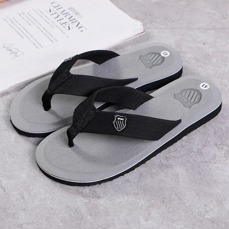 Casual Flip Flops For Men Slippers Beach Sandals Summer Non-Slip Flat Slides Men Slippers Indoor House Shoes Man Male Slipper Qme Gray 41